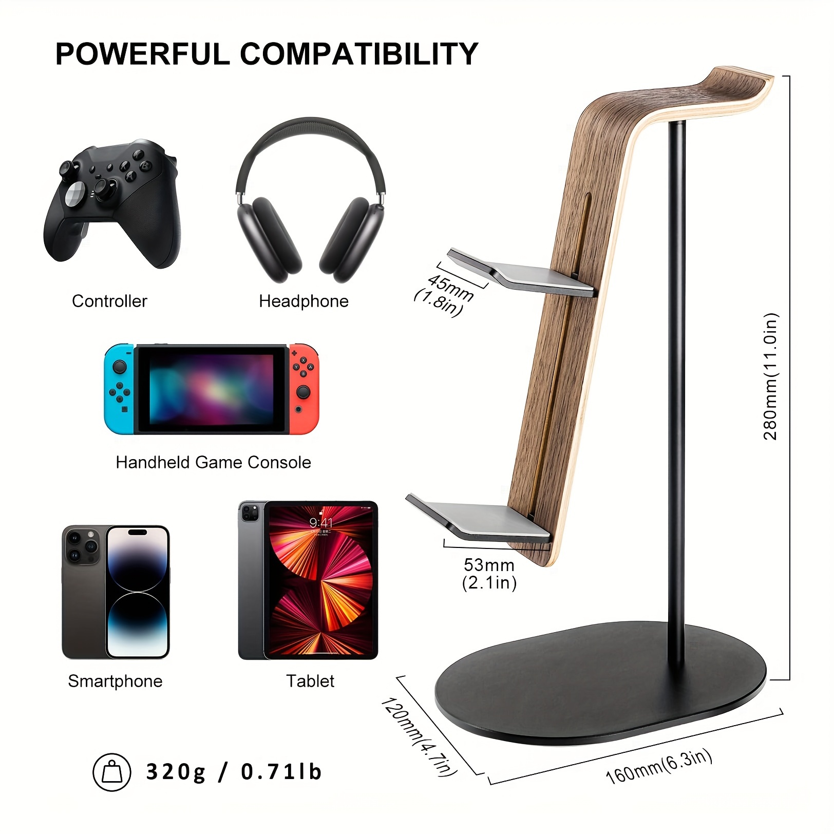 Gaming Controllers Xbox Accessories - Ahşap Kumanda ve Kulaklık Tutucu, PS5