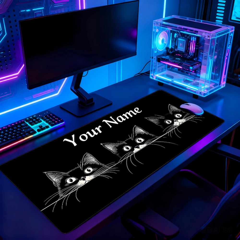 Gaming Accessories Name - Sevimli 3 Siyah Kedi Özel İsimli